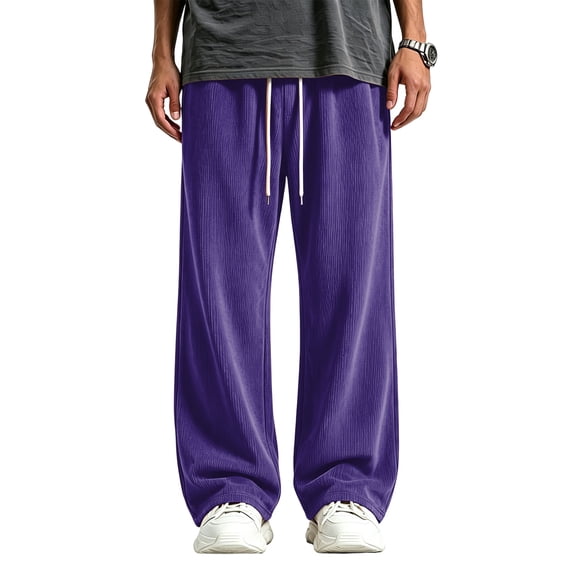 CCRFTGI Mens Corduroy Pants Baggy Wide Leg Soft Casual Pants Relaxed ...