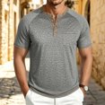 thumbnail image 1 of CCRFTGI Mens Fashion Henley Shirts Basic Lightweight Tee Shirts short Sleeve Button T-Shirt with Pocket Light Gray XL, 1 of 6