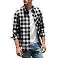 thumbnail image 1 of CCRFTGI Mens Flannel Shirt Causal Long Sleeve Plaid Shirts Lightweight Button Shirts Jacket Soft Winter Fall Shirts with Pockets White XL, 1 of 4