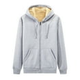 thumbnail image 1 of CCRFTGI Mens Oversized Hoodie Fashion Thick Fleece Lined Jackets Midweight Zipper Sweatshirts Long Sleeve Hooded Coats with Pockets Gray 4XL, 1 of 4