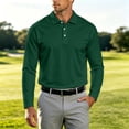 thumbnail image 1 of CCRFTGI Mens Golf Shirt Long Sleeve Lightweight Work Polo Tee Moisture Wicking Quick Dry Outdoor Golf Polos for Men Dark Green XXL, 1 of 6
