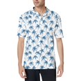 thumbnail image 1 of CCRFTGI Mens Hawaiian Shirt Athletic Cotton Short Sleeve Polo Shirts Summer White Shirts for Men Beach Palm Trees Graphic Button Down T Shirt,White 3XL, 1 of 5