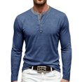 thumbnail image 1 of CCRFTGI Mens Henley Moisture Wicking Muscle Workout Casual Pullover Tops Shirts Tees Blue 2XL, 1 of 4