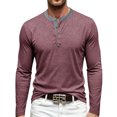 thumbnail image 1 of CCRFTGI Mens Henley Moisture Wicking Muscle Workout Casual Pullover Tops Shirts Tees Wine M, 1 of 4