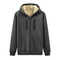thumbnail image 1 of CCRFTGI Mens Hoodies Pullover Heavyweight Thick Sherpa Lined Jackets Big and Tall Full Zip Up Sweatshirt Long Sleeve Hooded Coat with Pockets Dark Gray L, 1 of 4