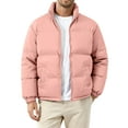 thumbnail image 1 of CCRFTGI Mens Jacket Casual Windproof Jacket Big & Tall Thickened Down Jacket Classic Fit Winter Coat with Pockets Pink XL, 1 of 5
