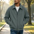 thumbnail image 1 of CCRFTGI Mens Jacket Corduroy Bomber Full Zip Vintage Casual Long Sleeve Lapel Collar Work Fall Fashion Jacket Mint Green 5XL, 1 of 7