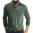 thumbnail image 1 of CCRFTGI Mens Long Sleeve Polo Shirts Casual Lapel Collar Shirt Golf Basic V-Neck Pullover Stylish Button Down T-Shirt with Pocket Green 2XL, 1 of 4