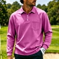 thumbnail image 1 of CCRFTGI Mens Polo Shirts Long Sleeve Polo Shirt Lightweight Casual Golf Shirts Collared T Shirt Purple M, 1 of 6