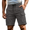 thumbnail image 1 of CCRFTGI Mens Shorts Cargo Casual Elastic Waist Work Shorts Loose Fit Hiking Short Drawstring Pants with Multi Pockets Dark Gray 4XL, 1 of 5