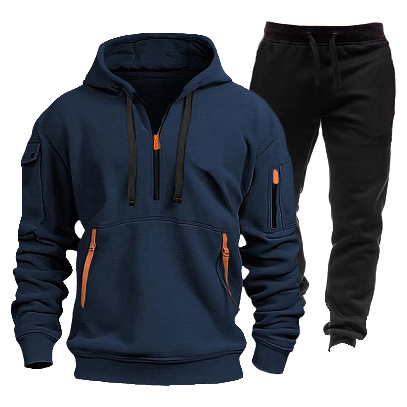 CCRFTGI Mens Sweat Suits 2 Piece Outfit Vintage Sports Zip Up