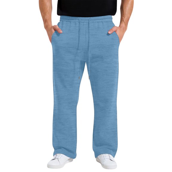 CCRFTGI Mens Sweatpants Baggy Casual Wide Leg Open Bottoms Elastic Waist Drawstring Open Bottom Loose Fit Fall Spring Sweat Pants with Pockets Sky Blue M