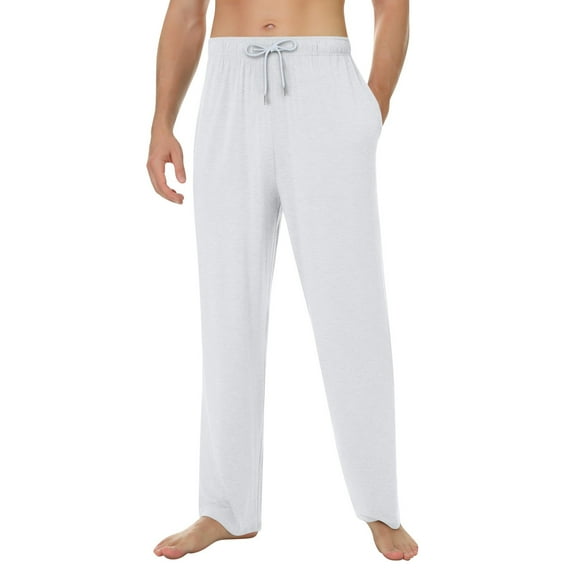 CCRFTGI Pajamas Pants for Men Big and Tall White Men's Lounge Pants Fashion Men’s Pajamas with Pockets Drawstring Long Pj Pants White 3XL