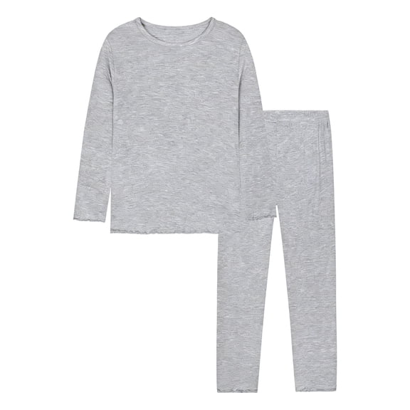 CCRFTGI Pajamas Set for Kis 2 Piece Cotton Fall Outfits Pjs Casual Lightweight Breathable Base Layer Top and Bottom for Winter Gray 2-3Y
