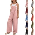 thumbnail image 1 of CCRFTGI Pink Rompers for Girls Spaghetti Strap Sleeveless Girls Jumpsuits Size 5-6 Trendy Overall Fall Clothes with Side Pockets Pink 9-10 Years, 1 of 5