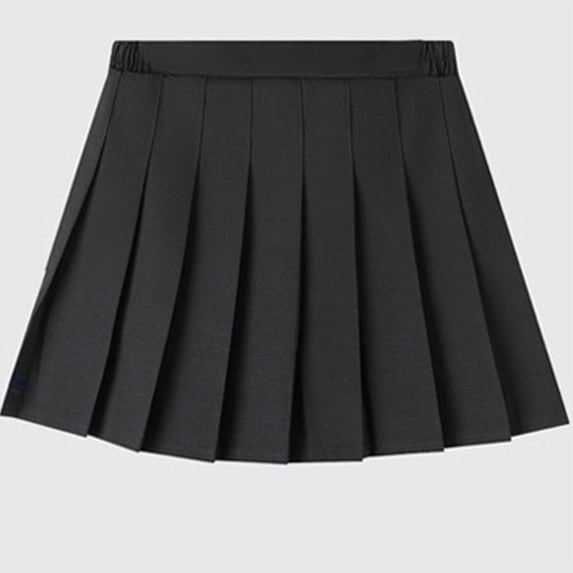 CCRFTGI Pleated Skirt for Children Girls Size 7 Elastic Waist Athletic Sport School Uniform Summer Skirt Black 10-12 Years