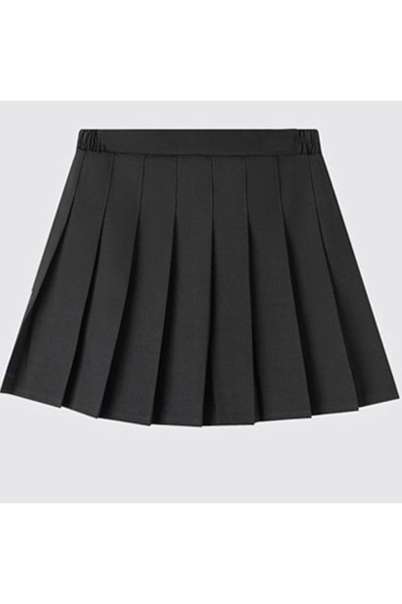 Pleated Skirt for Children Girls Size 7 Elastic Waist Athletic Sport School Uniform Summer Skirt Black 10-12 Years