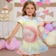 thumbnail image 1 of CCRFTGI Polo Dresses for Kids Girls Size 6-7 Back To School Short Sleeve Uniform Casual Tie Dye Pleated Flare Skater Polo Dresses Summer Button Collared Pique Polo Dress Yellow 5-6 Years, 1 of 5