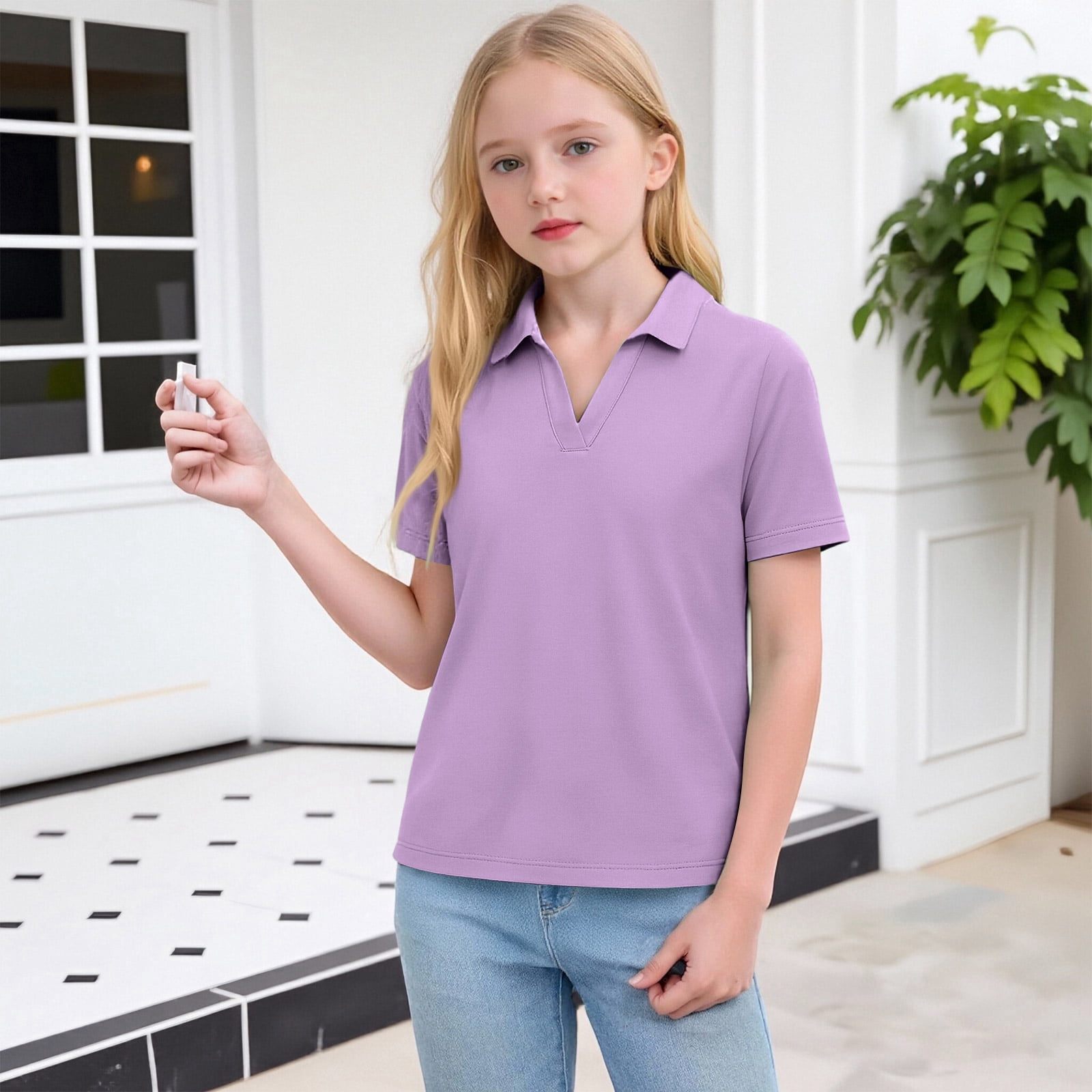 CCRFTGI Polo Shirt for Girls Size 7 Back To School Classic Fit Quick ...