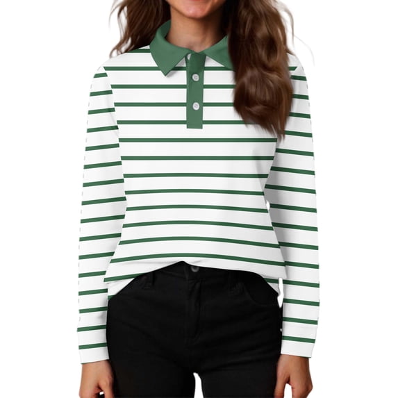 CCRFTGI Polo Shirts for Children Girls 7-8 Uniform Striped Shirts Athletic Tennis Button Up Collared Polo Lightweight Quick Dry 2026 Summer polo shirts Army Green 7-8 Years