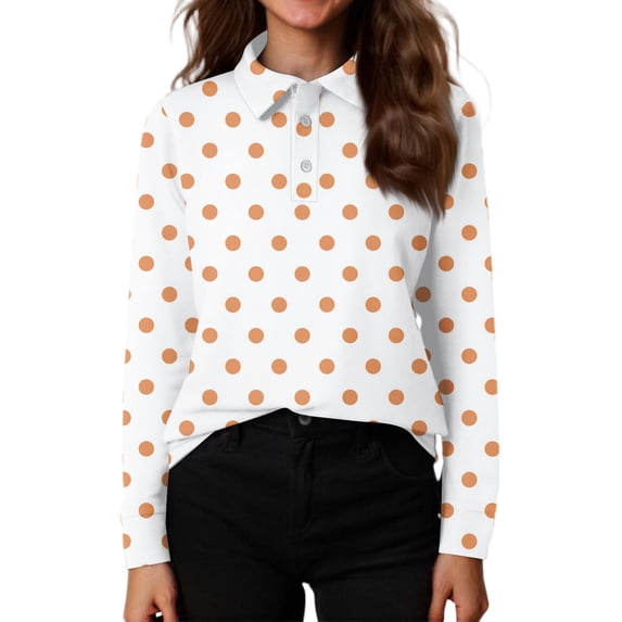CCRFTGI Polo Shirts for Children Girls Size 10-12 Uniform Polka Dots Shirts Athletic Sport Button Up Collared Polos Lightweight Quick Dry 2026 Summer polo shirts White 3-4 Years