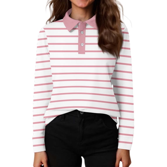 CCRFTGI Polo Shirts for Children Girls Size 7 School Uniform Striped Shirt Athletic Tennis Pique Collared Polo Casual Quick Dry Summer polo shirts Pink 13-14 Years