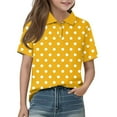 thumbnail image 1 of CCRFTGI Polo Shirts for Girls 2025 Summer Classic Fit Print School Uniform Back To School New Collared Polo Shirt Soft Short Sleeve Tee Top Earthy Yellow 150, 1 of 5