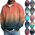 thumbnail image 1 of CCRFTGI Polo Shirts for Men Casual Waffle V-Neck Collared Sweater Comfy Button Textured T-Shirts Golf Long Sleeve Fall Spring Pullovers Light Blue L, 1 of 4
