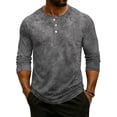 thumbnail image 1 of CCRFTGI Polo Shirts for Men Henley Raglan 3/4 Sleeve Big and Tall Tie Dye Shirts Jersey Baseball Button Up Classic Summer Fall Blouse Tops Gray XXXL, 1 of 8