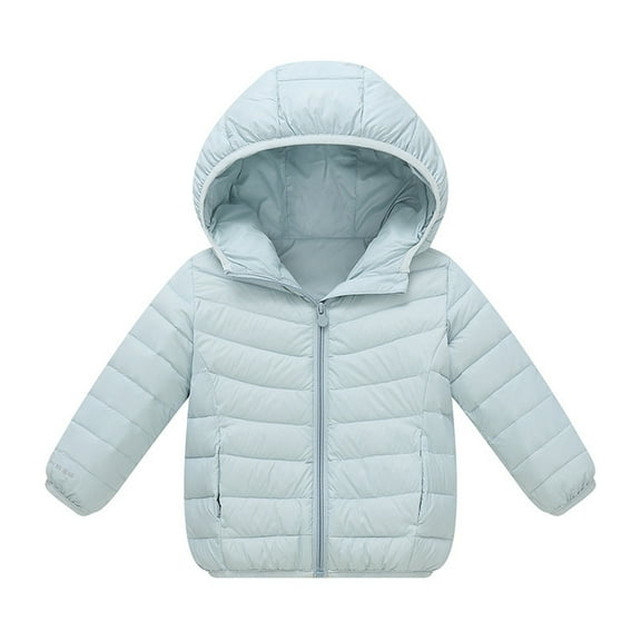 CCRFTGI Puffer Jacket for Boys Girls Kids Winter Coat Lightweight Coats Trendy Size 8 Padded Down Coats Warm Tween Girl Trendy Clothes Light Blue 5-6Years