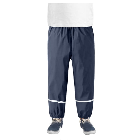 CCRFTGI Rain Pants for Child Boys Girls Mud Dirty Proof Reflective Outdoor Pants Cozy Lightweight Windproof and Waterproof Rain Wear Navy 8-9 Years