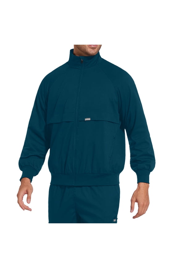 Scrubs for Men Lightweight Long Sleeve Stand Collar Jacket Formal Scrub Jacket Soft Fall Workwear with Pocket Blue XXL