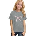 thumbnail image 1 of CCRFTGI Shirt for Children Girls Size 10-12 Funny Preppy Bowknot Print T Shirts Fashion T-Shirt Summer Tops Short Sleeve Crew Neck Girls Clothes Light Gray 3-4 Years, 1 of 5