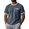 thumbnail image 1 of CCRFTGI Shirts for Men Short Sleeve Shirt Casual Crew Neck T-Shirts Fashion Loose Vacation Summer Mens Shirts with Pocket Navy S, 1 of 7