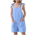 thumbnail image 1 of CCRFTGI Short Romper for Kids Girls Size 10-12 Summer Romper Adjustable Tie-Up Strap Girls Romper Girls Fashion Sleeveless Clothes for Teen Girls Light Blue 12-13 Years, 1 of 4