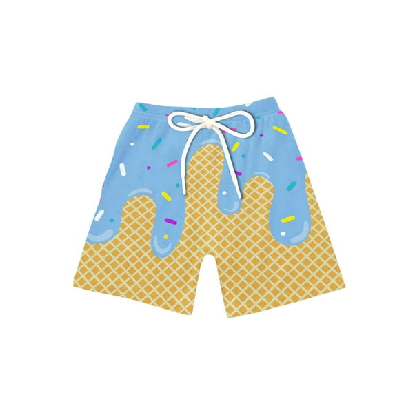 CCRFTGI Shorts for Kids Boys Ice Cream Boys Swim Trunks Size 10-12 Cute Bathing Suit Swimsuit Baseball Quick Dry Summer Shorts Swimwear Shorts Blue 2-3 Years