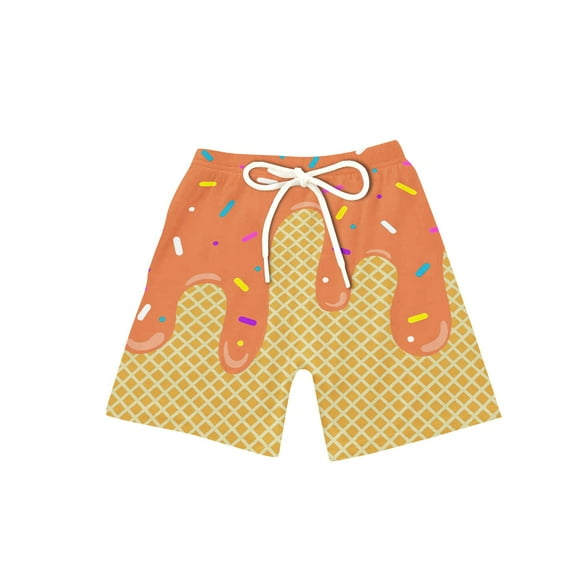 CCRFTGI Shorts for Kids Boys Ice Cream Boys Swim Trunks Size 10-12 Preppy Bathing Suit for Kids Active Track Quick Dry Summer Shorts Swimwear Shorts Orange 5-6 Years