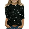 thumbnail image 1 of CCRFTGI Size 12 Girls Clothes Polka Dot Graphic 3/4 Length Sleeve Tween Girls Tops Ropa Niñas Crewneck Shirts Fall Girl 10-12 Clothing on Sale Black 10-11 Years, 1 of 4