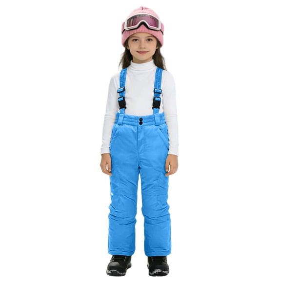 CCRFTGI Snow Pants Kids Snowboard Overalls Adjustable Baggy Ski Pants Winter Warm Girls Snow Pants Athletic Outdoor Windproof Waterproof Activewear Blue 10-11Y
