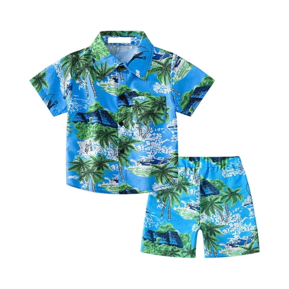 CCRFTGI Summer Outfits for Child Boys Two Piece Swimsuit Beach Vacation Maple Leaf Print Quick Dry Short Sleeve Button Down Shirts and Girls Swim Shorts Cute Outfit Green 11-12 Years