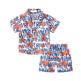 thumbnail image 1 of CCRFTGI Summer Outfits for Kids Boys Two Piece Swimsuit Beach Holiday Dinosaur Quick Dry Short Sleeve Button Down Shirts and Girls Swim Shorts Cute Clothes Orange 3-4 Years, 1 of 9