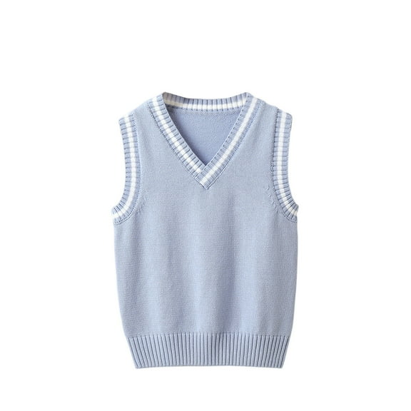 CCRFTGI Sweater Vest for Boys Girls 5-12Y Fashion Knit Vest Comfort Uniform Soft Winter Pullover Light Blue 5-6Y