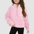 thumbnail image 1 of CCRFTGI Sweatshirt for Girls Fashion Size 10-12 Half Zipper Cropped Sweatshirt Long Sleeve Comfort Soft Preppy Outfits Thumb Hole Light pink 6-7Years, 1 of 3