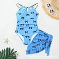 thumbnail image 1 of CCRFTGI Swimsuit for Kids Girls 10-12 Summer Adjustable Straps One Piece Swimsuit with Cover Up Skirt Bow Print Ruched Side Swimsuits Clothes for Teen Girls Bathing Suits Royal Blue 9-10 Years, 1 of 2