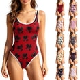 thumbnail image 1 of CCRFTGI Swimsuit for Women One Piece Swimsuit Sports Adjustable Strap Bathing Suit Print High Cut Swimsuits Mom and Daughter Matching Outfits Red L, 1 of 8