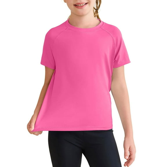 CCRFTGI T Shirt for Boys Casual Quick Dry Crew Neck T Shirts 2025 Summer Pink Shirts Plain Short Sleeve T Shirt,Pink 4-5 Years