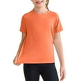thumbnail image 1 of CCRFTGI T Shirts for Girls Athletic Quick Dry T Shirt Crew Neck Saffron T Shirt 2025 Summer Plain Short Sleeve Shirt,Saffron 8-9 Years, 1 of 4
