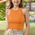 thumbnail image 1 of CCRFTGI Tank Tops for Kids Girls Size 10-12 Yoga Athletic Ribbed Basic Sleeveless Sports Bra Stylish Racerback Dance Top Orange 11-12 Years, 1 of 4