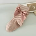 thumbnail image 1 of CCRFTGI Tights for Girls Cable Knit Bow Thick Stockings Seamless Cotton Cute Little Girl Pantyhose Pink 4-6 Years, 1 of 3