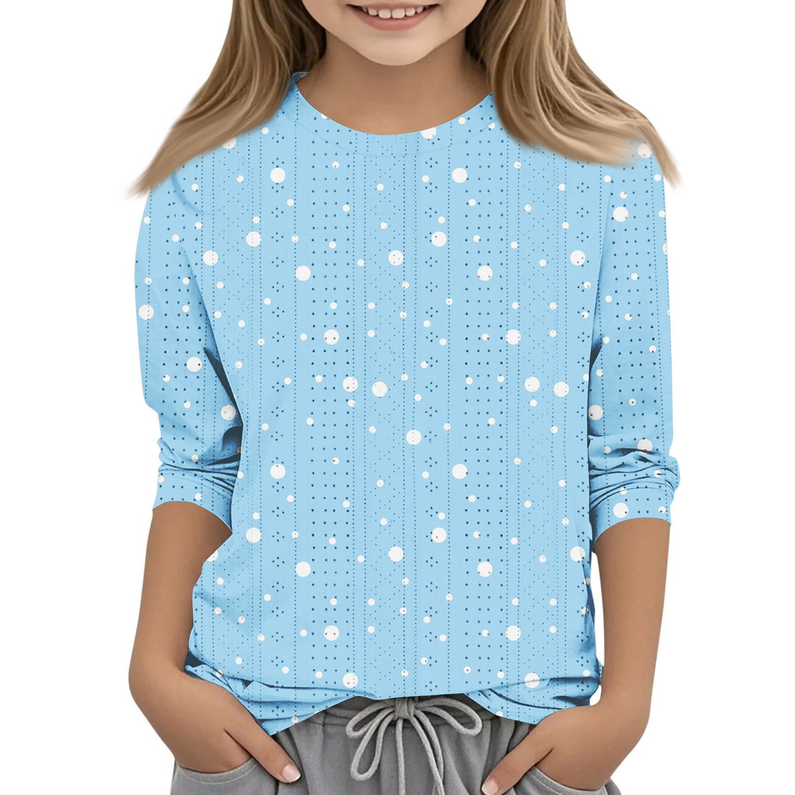 Girls Printed Three-Quarter Sleeves Top With Trousers main image 1